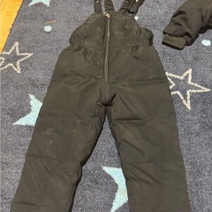 Kids Insulated Black Winter Overalls with Adjustable Straps